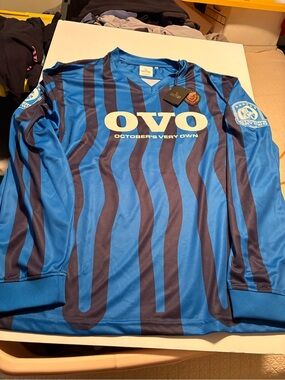 OVO Blue and Black Striped Men's Jersey